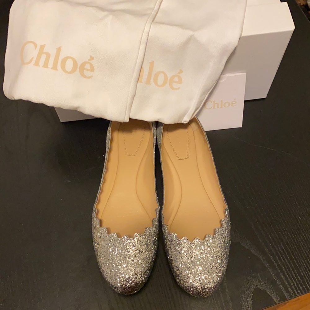 Chloe Lauren Glitter Scalloped Ballet Flat